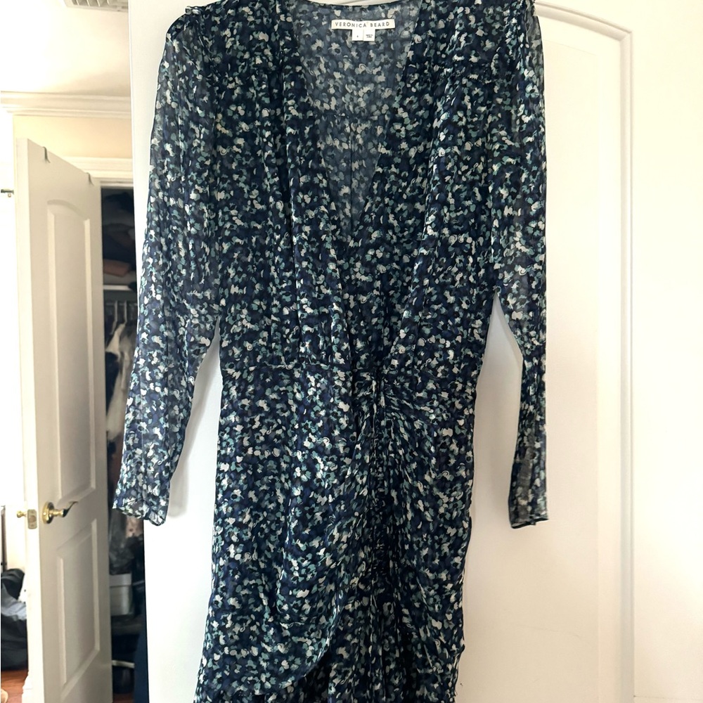 Veronica Beard Floral Print Dress in Blue and Green